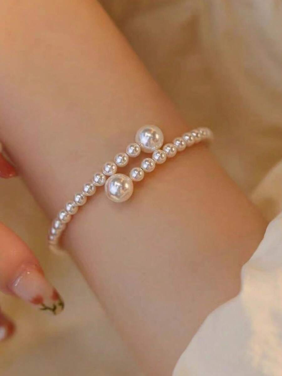 Women Accessories Bracelet - 1pc Elegant Adjustable Faux Pearl Beaded
