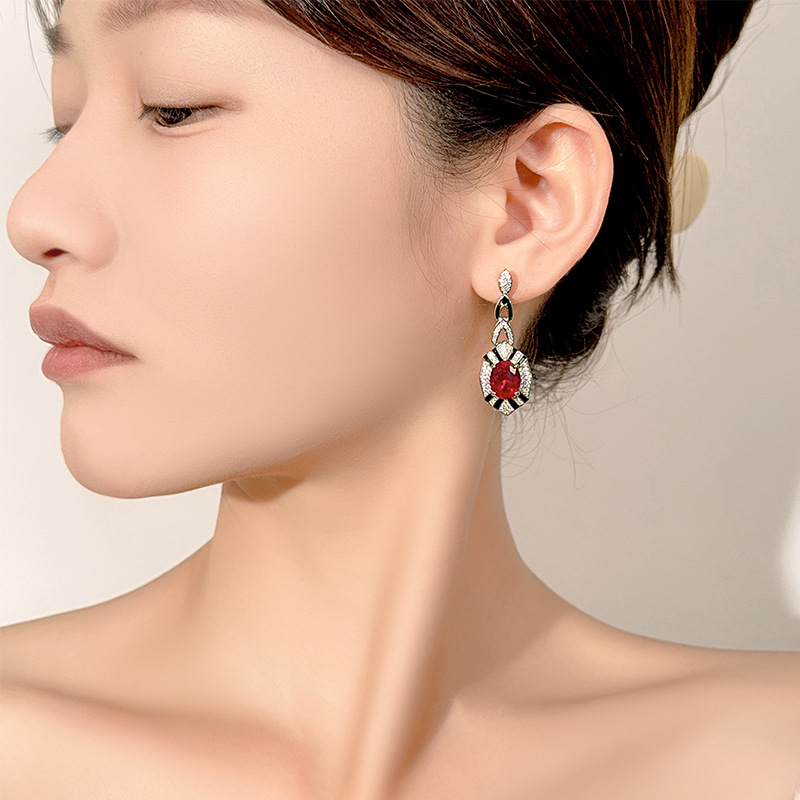 Women Jewelry Accessories For Black Dress - Art Deco Oval Cut Emerald Sapphire