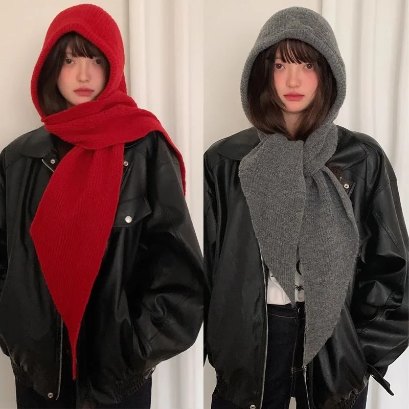 Women'S Accessories Go Outdoors - Autumn Winter Women 2‑in‑1 Knit Hooded