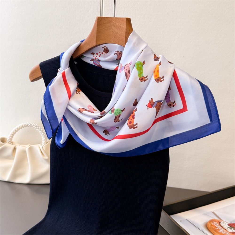 Women'S Korean Accessories - Printed Dachshund Print Print Scarf Y2K