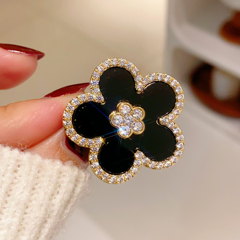Women Jewelry Accessories For Black Dress - Black Flower Brooches For Women Gold