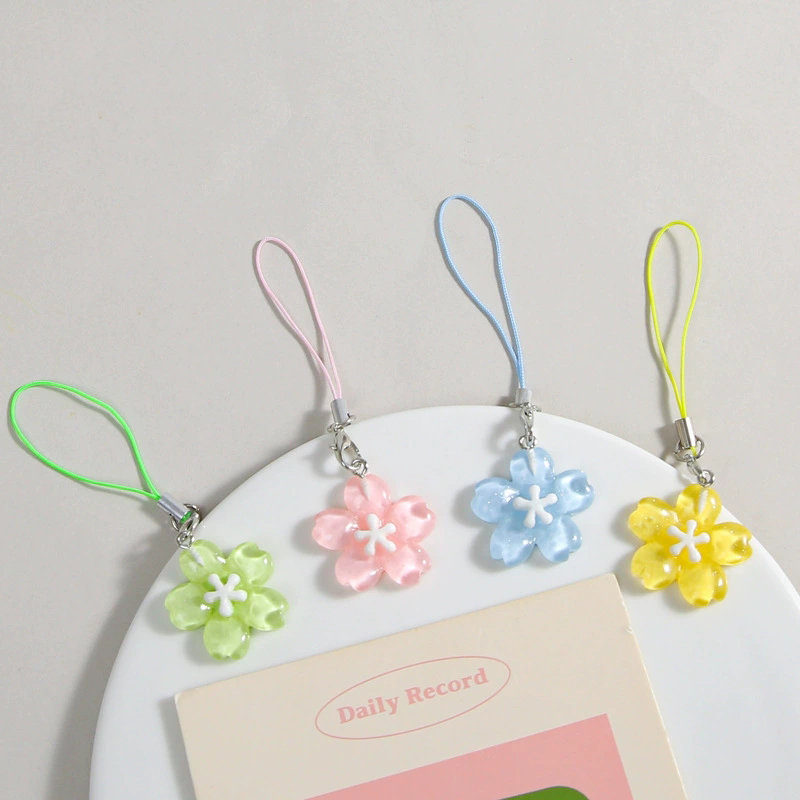 Women'S Korean Accessories - Colorful Resin Flower Phone Chains for