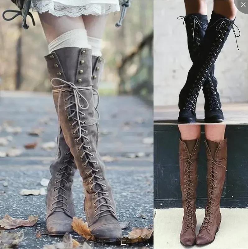Women'S Vintage Accessories - Medieval Costume Knight Boots Viking Cosplay