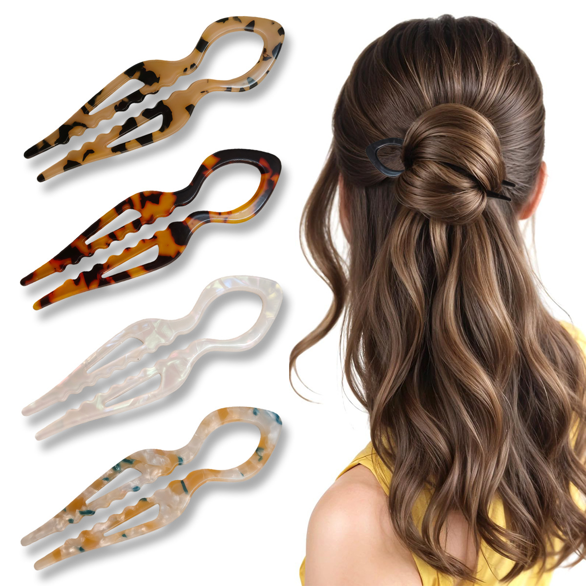U-Shaped Hair Sticks Tortoises - Women Accessories Trending review and price