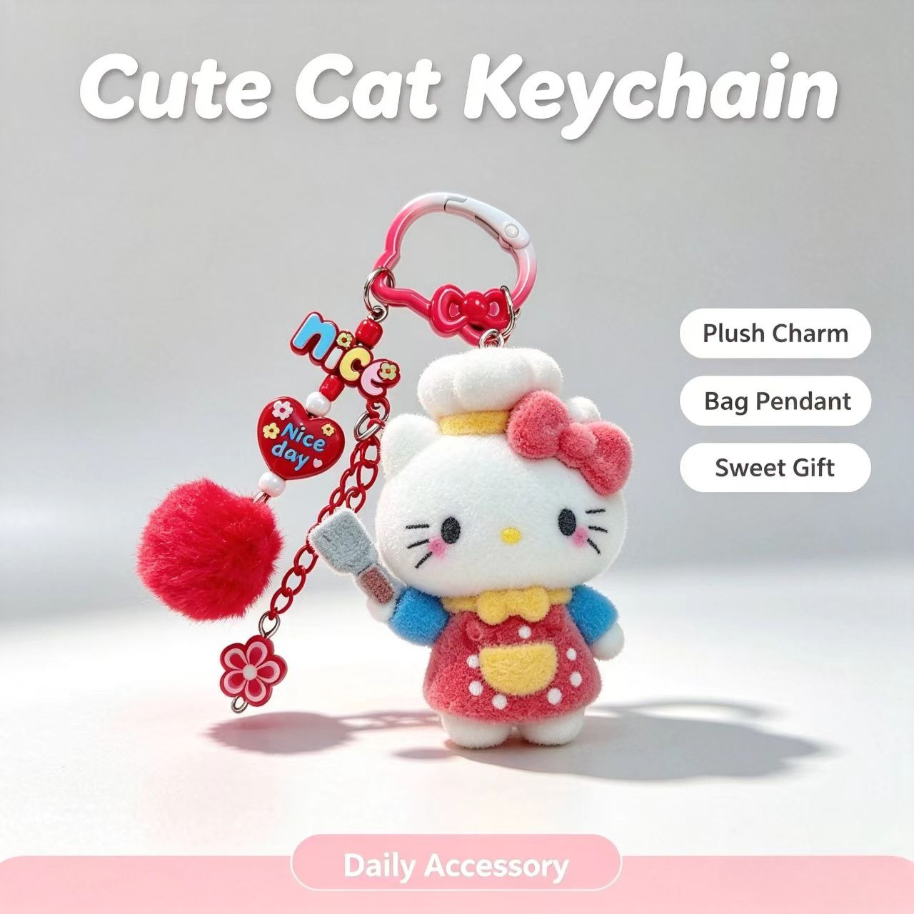 Fashion Flocked Cat Keychain C - Women Accessories Trending review and price