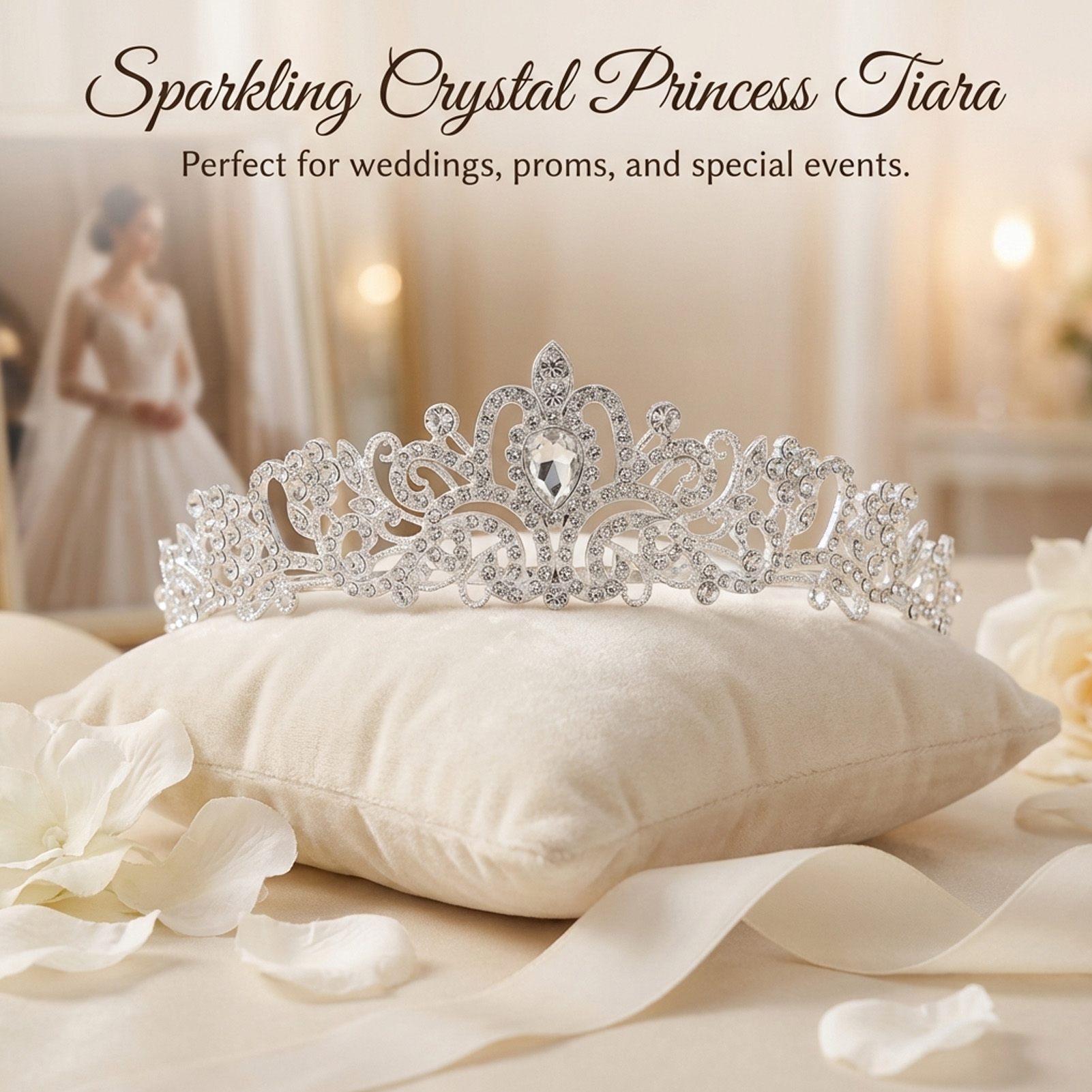 Elegant Bridal Crown Sparkly R - Women Accessories For Wedding review and price