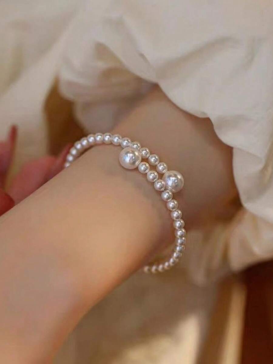 1pc Elegant Adjustable Faux Pe - Women Accessories Bracelet review and price