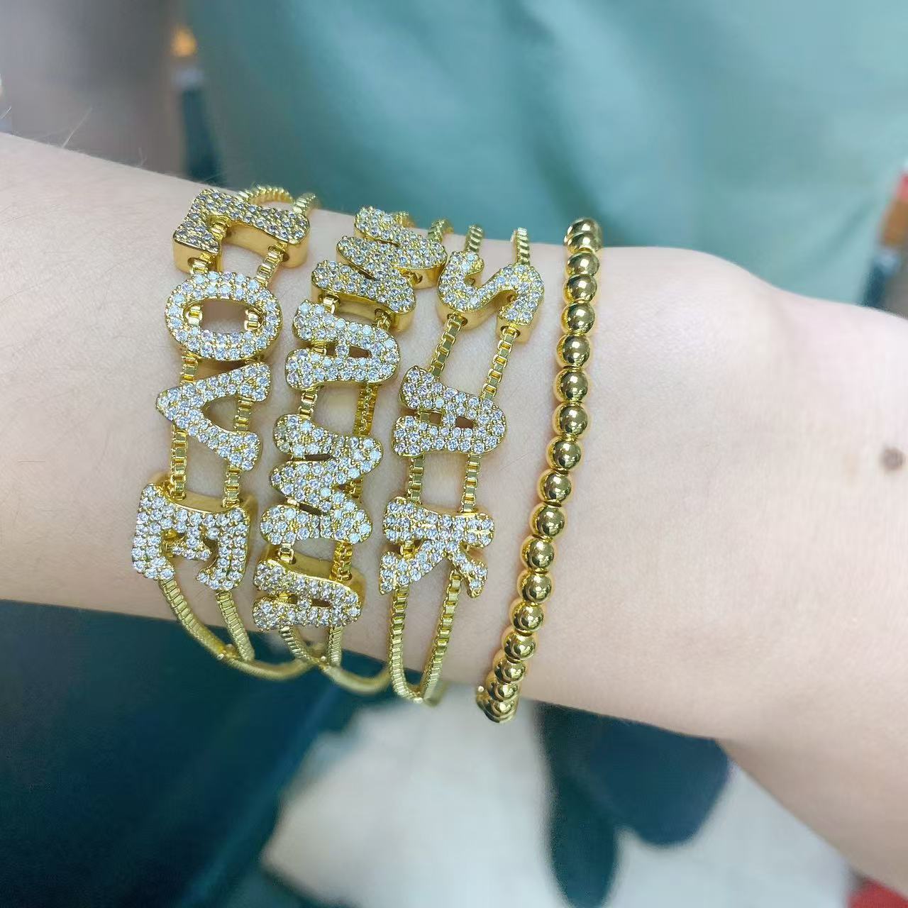 Fashionable gold DIY name brac - Women Accessories Name In English review and price