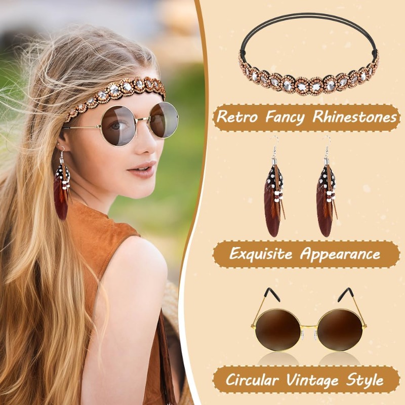 5 Pcs Hippie Costume Accessori - Women Accessories Earrings review and price