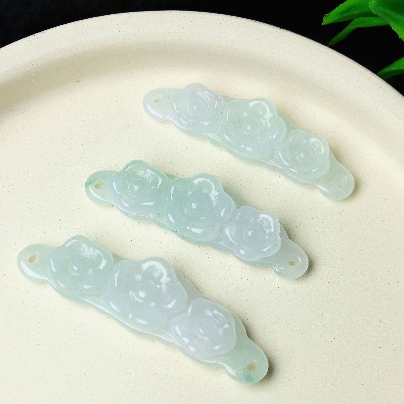 1pc Natural Jadeite Emerald Fl - Accessories Woman review and price