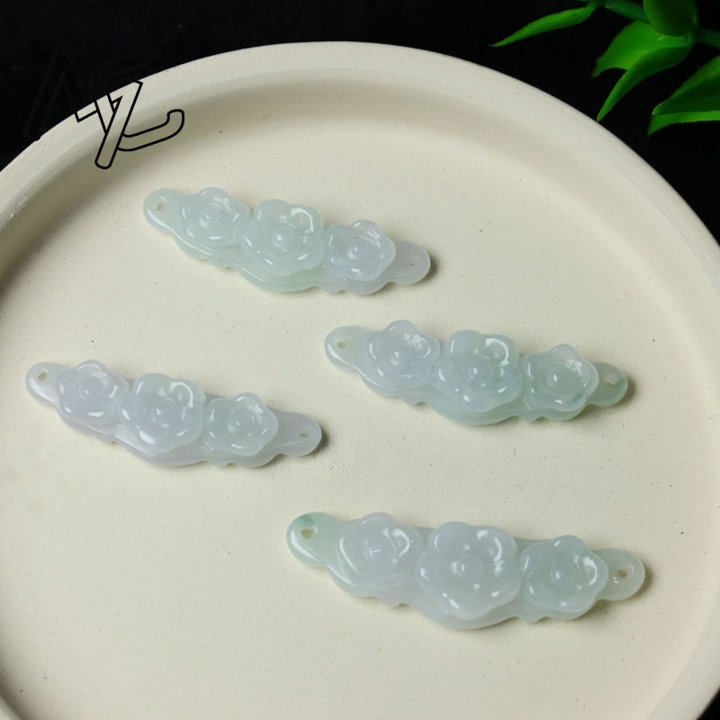 1pc Natural Jadeite Emerald Fl - Accessories Woman review and price