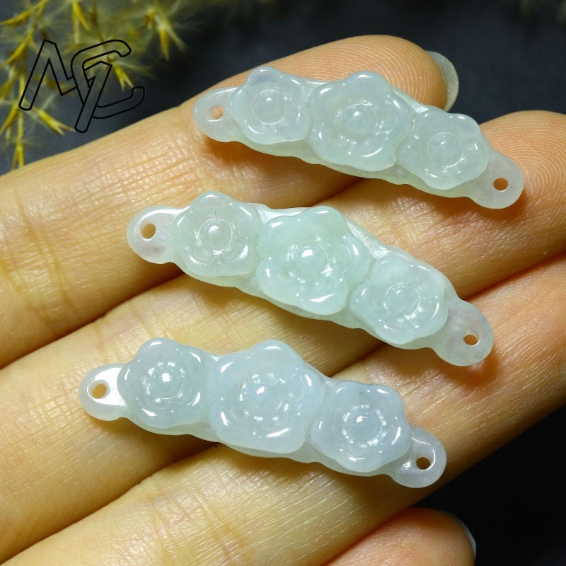 1pc Natural Jadeite Emerald Fl - Accessories Woman review and price