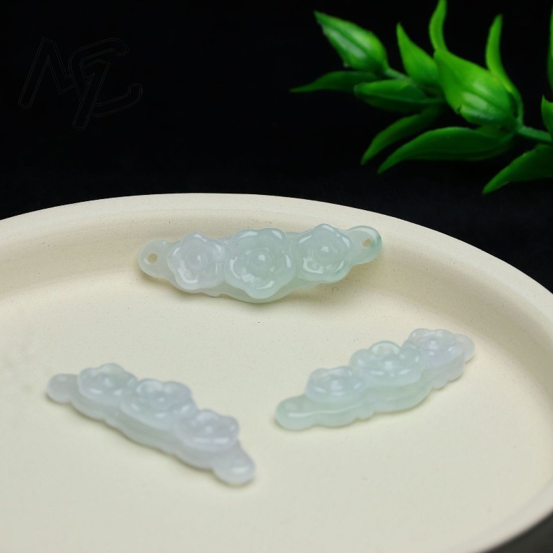1pc Natural Jadeite Emerald Fl - Accessories Woman review and price