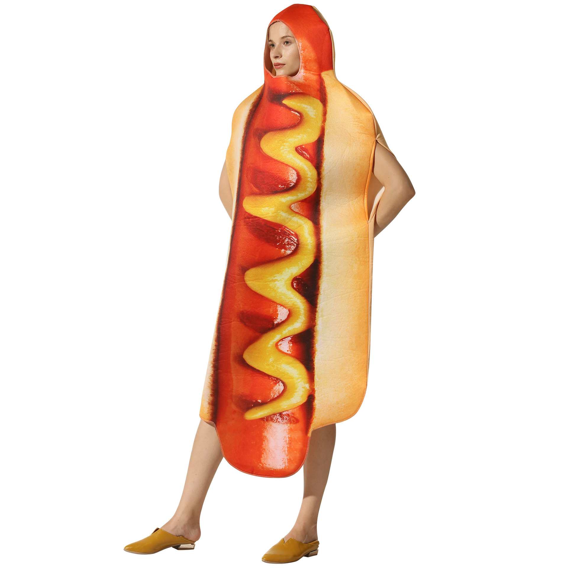Funny 3D Print Hot Dog Hooded  - Women'S Vacation Accessories review and price