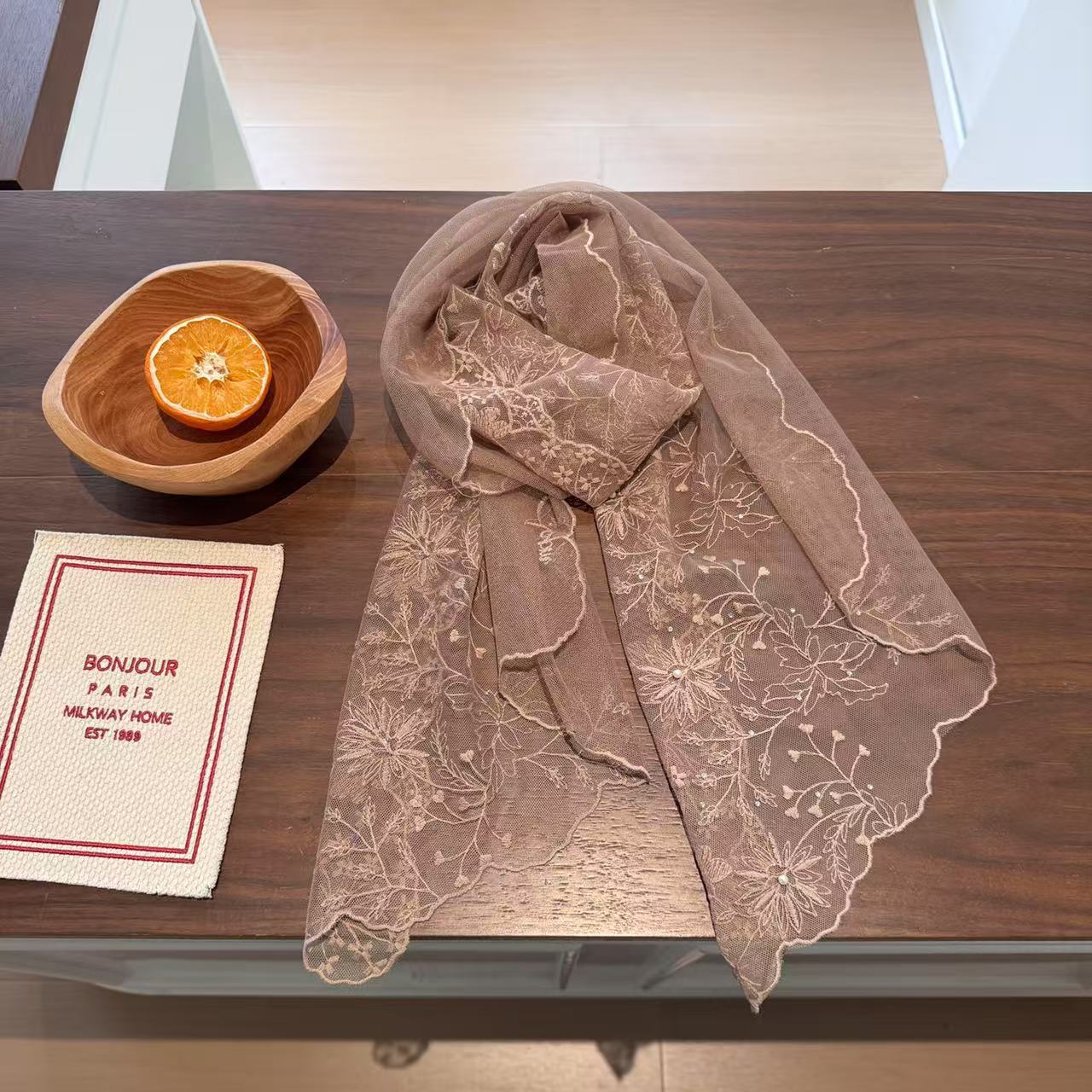 Elegant Pearl Lace Long Scarf  - Women'S Korean Accessories review and price