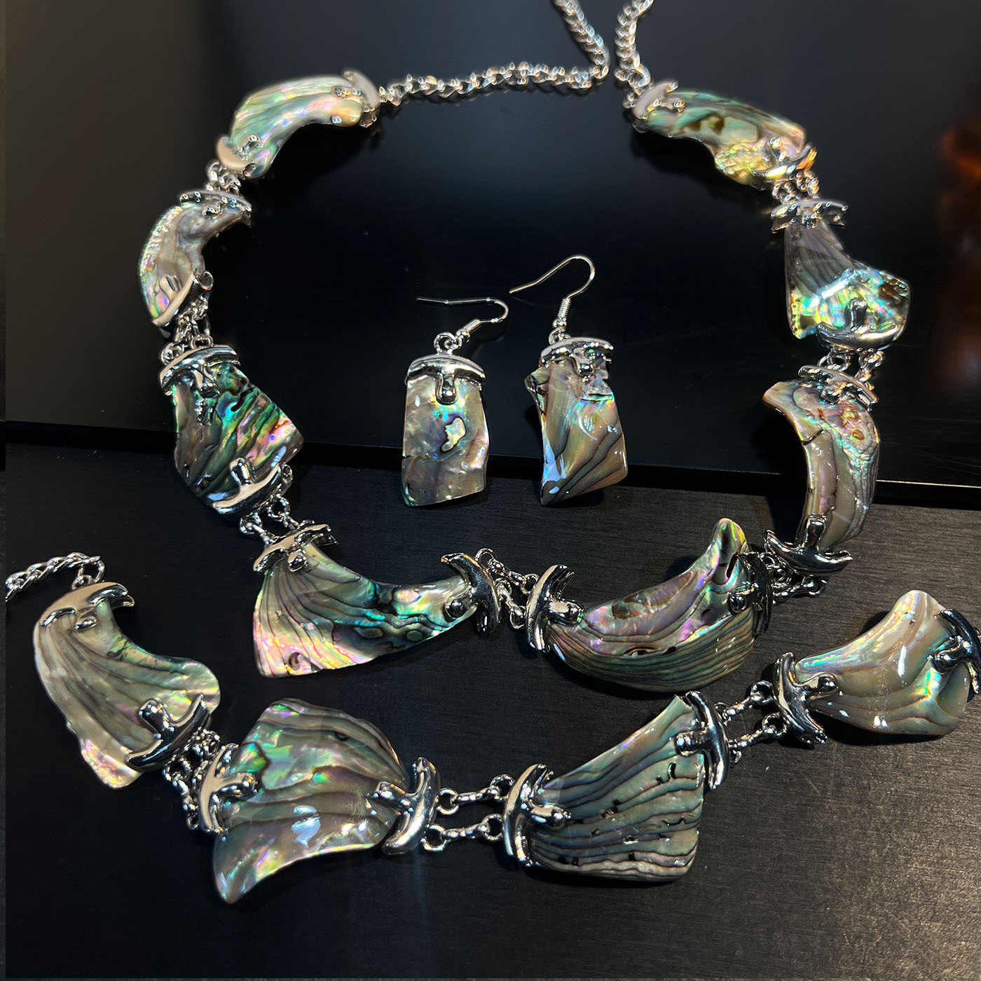 Set Jewelry Abalone white blac - Women Jewelry Accessories For Black Dress review and price