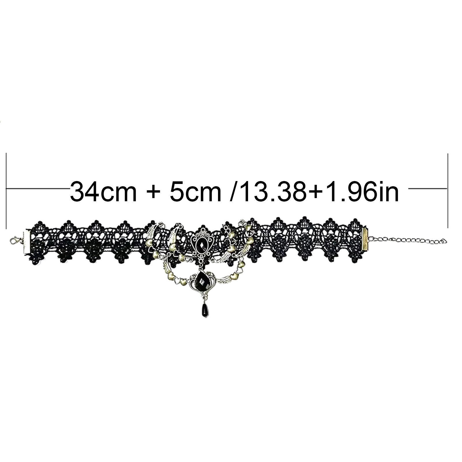 Court Gothic Black Lace Tie Ch - Women Jewelry Accessories For Black Dress review and price