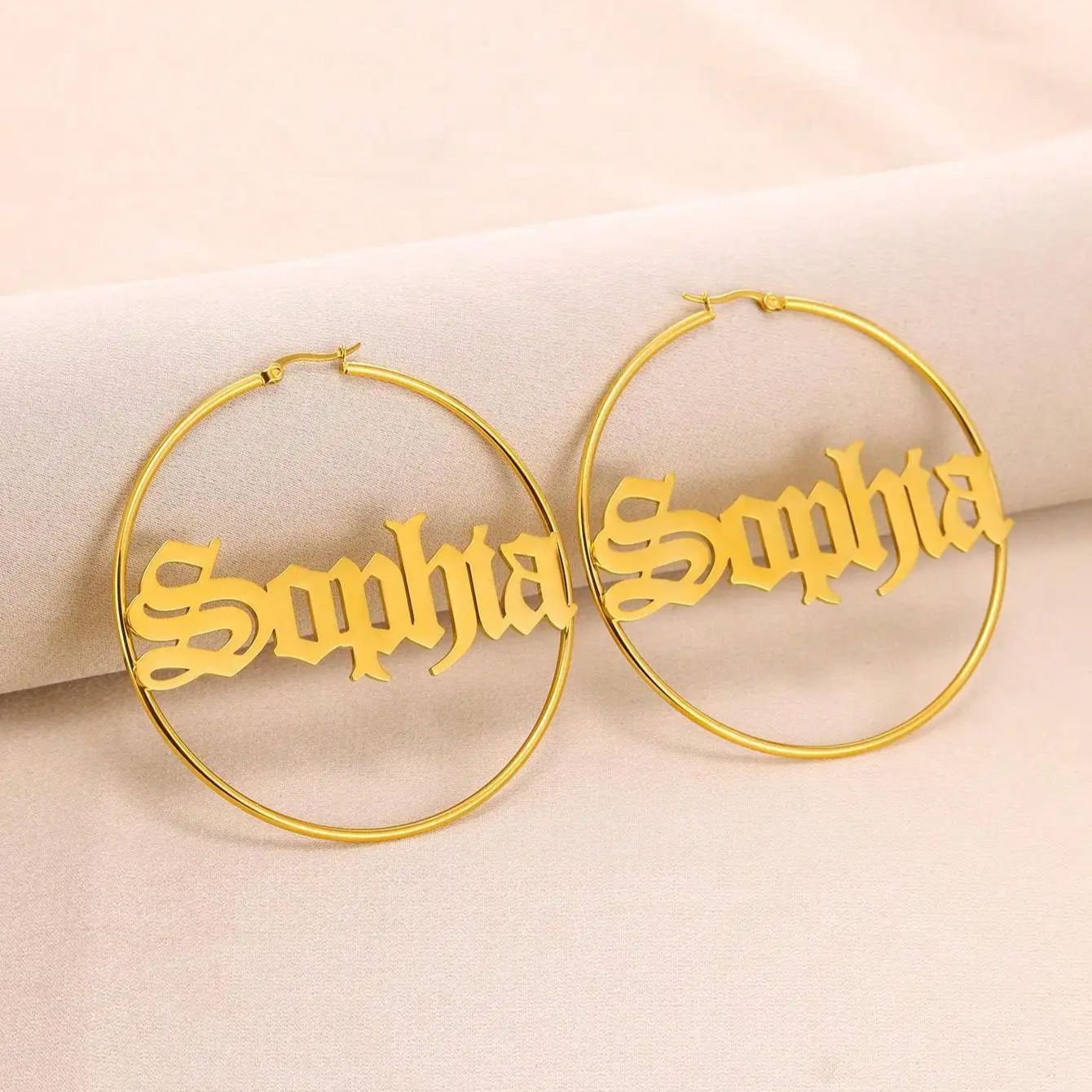 Custom Old English Name Hoop E - Women Accessories Name In English review and price
